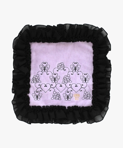 ANNA SUI 浴衣 カップケーキ柄 黒/ピンク ANNA SUI（アナスイ） ハンカチ ローズ＆バタフライ フリルタオル