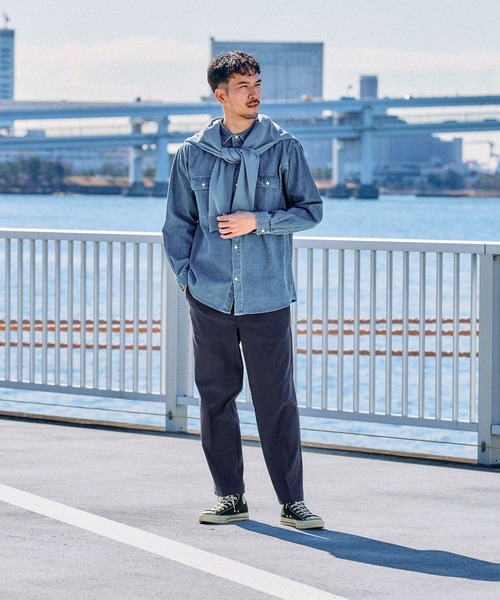 FOUND GOOD シャツ ウォッシュドデニムシャツ メンズ : ZOZOTOWN