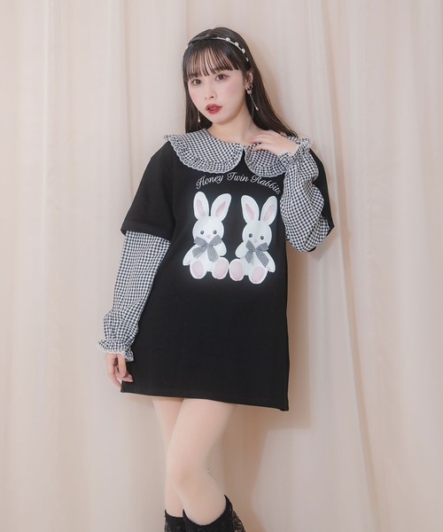 tシャツ 襟付きレイヤードハニーPTロンT レディース