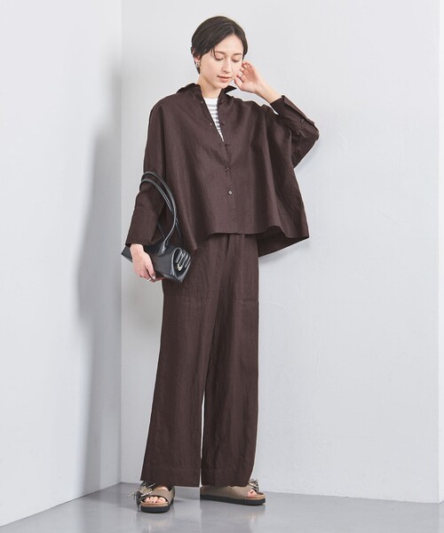 美品☆UNITED ARROWS  2024 現行 パッチポケット リネンパンツ パッチポケット リネンパンツ WHITE