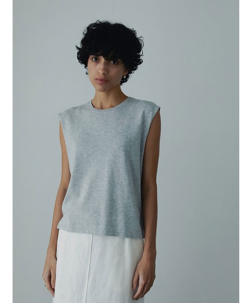 tシャツ ハイツイストコットンノースリーブプルオーバー レディース