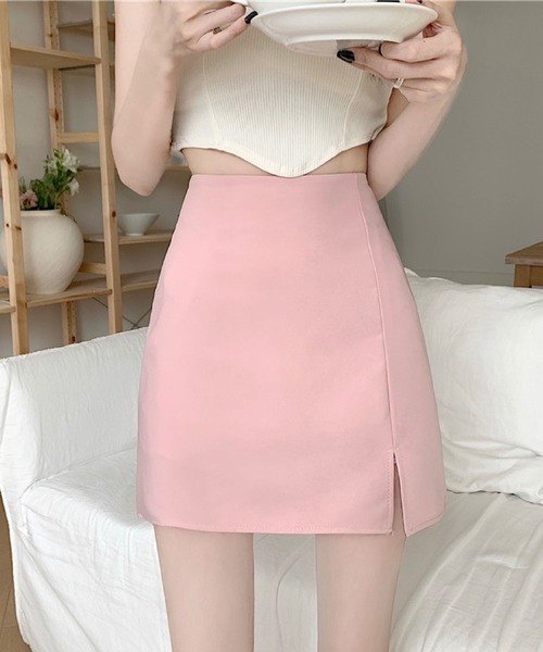 2ly2 スカート 美脚魅せ♪スリット入りタイトミニスカート