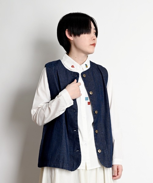marai（マーライ） ベスト ジレ 前開きボタン デニムベスト レディース
