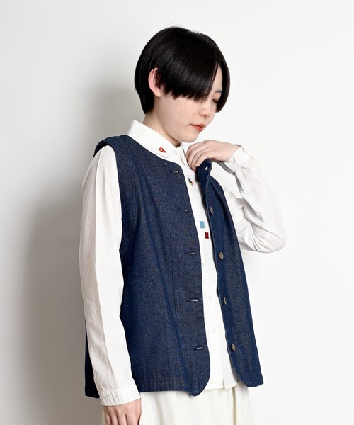 marai（マーライ） ベスト ジレ 前開きボタン デニムベスト レディース