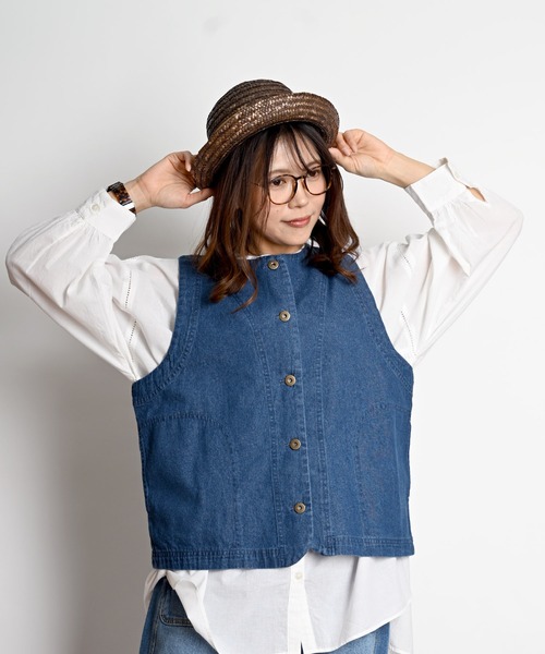 marai（マーライ） ベスト ジレ 前開きボタン デニムベスト レディース