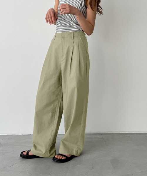 CANAL JEAN パンツ ツータックワイドストレートパンツ