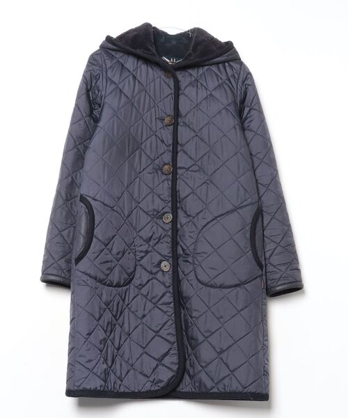 美品LAVENHAMキルティング ロングコート サイズ38ネイビー紺 LAVENHAM（ラベンハム） キルティングコート 38 ネイビー レディース