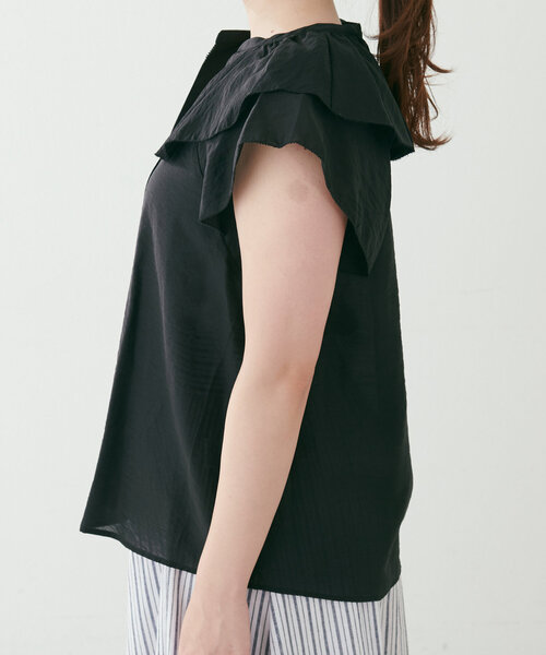 natural couture ブラウス シャツ タックフリル衿スキッパーあき
