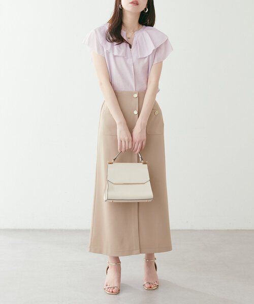 【美品】PureHouse 上品きれいめブラウス タック フリル 美品】PureHouse 上品きれいめブラウス タック フリルの通販 by