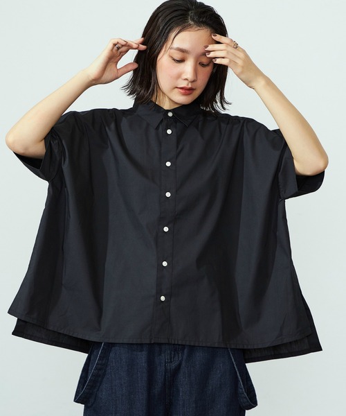 ブラウス シャツ Lee/リー「直営店・EC別注」ボクシーハーフスリーブシャツ/体型カバー レディース