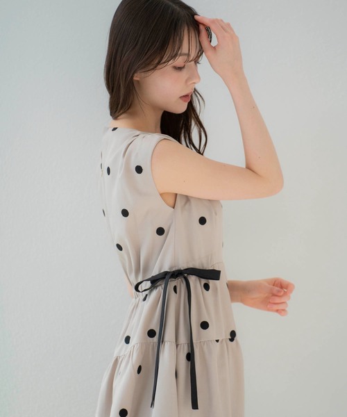 Noela ワンピース 「15周年」リネンタッチドットワンピ