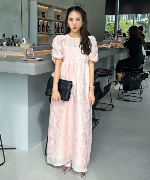 ANDRESD ドレス bubble sleeve jacquard dress / バブルスリーブ