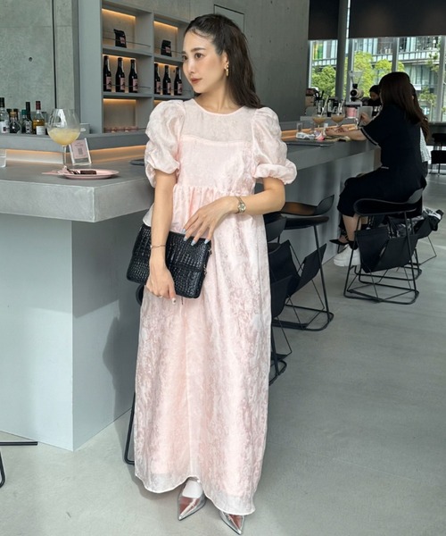 買い保障できる sleeve bubble ドレス ANDRESD jacquard バブルスリーブ / dress ワンピース