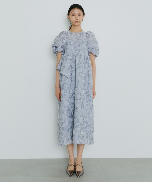 ANDRESD バブルスリーブギャザードドレス セール】【ANDRESD】bubble sleeve jacquard dress［バブル