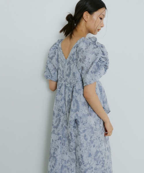 ANDRESD バブルスリーブギャザードドレス セール】【ANDRESD】bubble sleeve jacquard dress［バブル