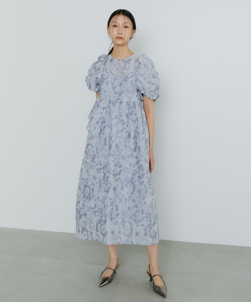 ANDRESD ドレス bubble sleeve jacquard dress / バブルスリーブ