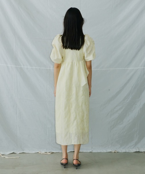 ANDRESD ドレス bubble sleeve jacquard dress / バブルスリーブ