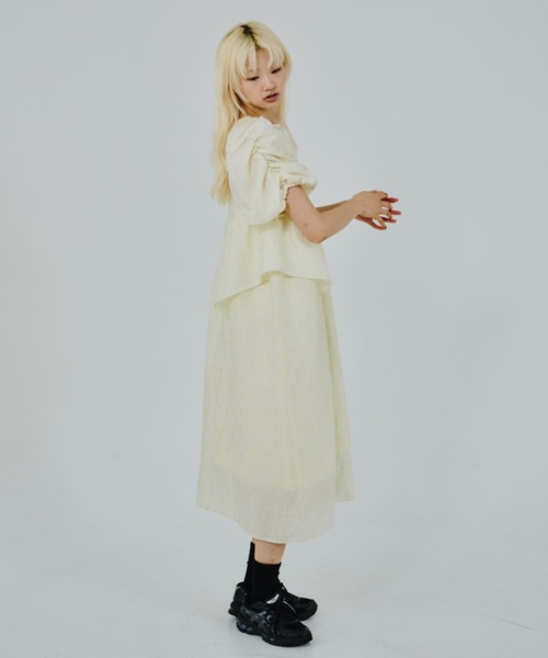 ANDRESD ドレス bubble sleeve jacquard dress / バブルスリーブ
