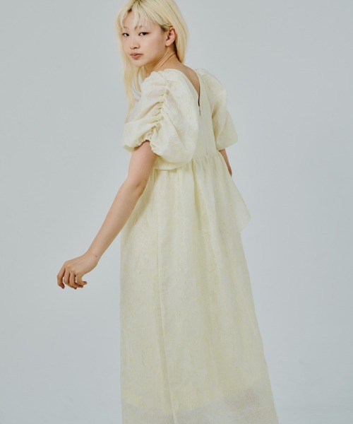 ANDRESD ドレス bubble sleeve jacquard dress / バブルスリーブ