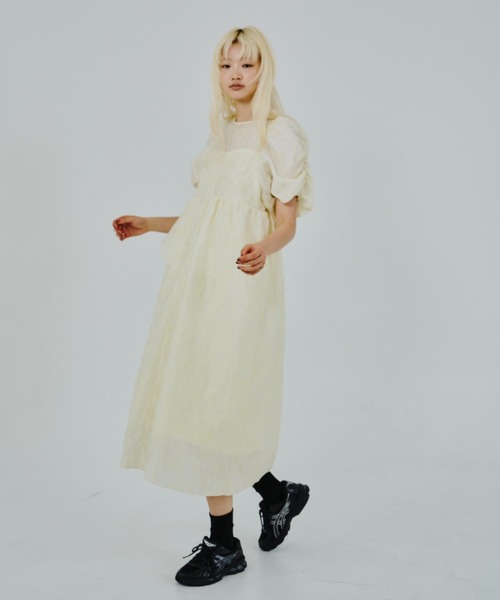 andresd バブルスリーブギャザードドレス セール】【ANDRESD】bubble sleeve jacquard dress［バブル