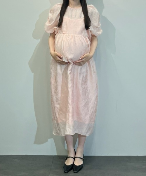 ANDRESD ドレス bubble sleeve jacquard dress バブルスリーブ 