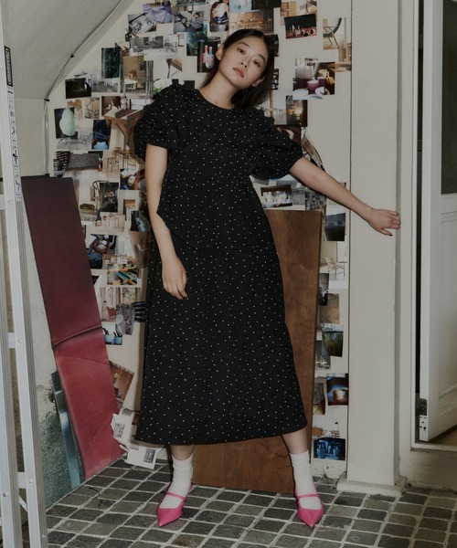 ANDRESD ドレス バブルスリーブジャガードドレス / bubble sleeve