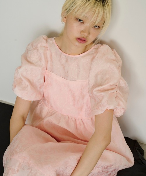 ANDRESD ドレス バブルスリーブジャガードドレス / bubble sleeve