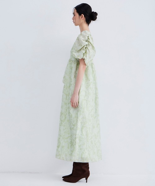 パーティードレス ドレス バブルスリーブジャガードドレス / bubble sleeve jacquard dressの画像