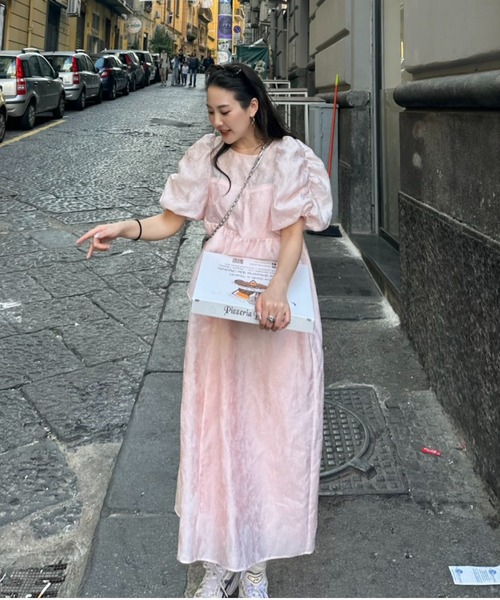 ANDRESD ドレス bubble sleeve jacquard dress / バブルスリーブ