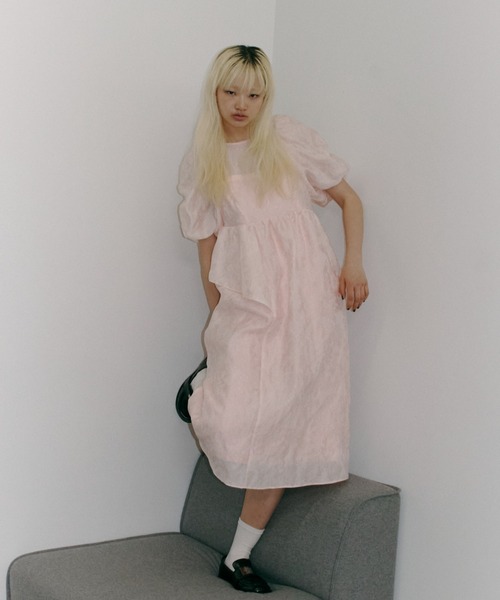 ANDRESD ドレス bubble sleeve jacquard dress / バブルスリーブ