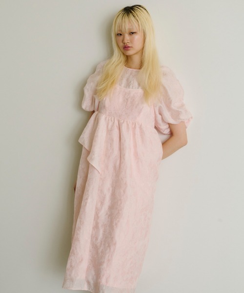 ANDRESD ドレス bubble sleeve jacquard dress / バブルスリーブ