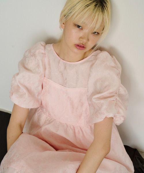 ANDRESD ドレス bubble sleeve jacquard dress / バブルスリーブ