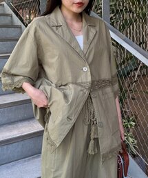 ブラウス シャツ 切替レースオーバー5分袖ジャケット レディース｜ZOZOTOWN Yahoo!店