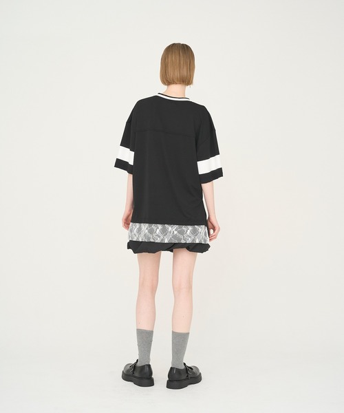 tシャツ 「Nora Lily」「elle」Hug Number 23 Mesh Tule Layer Tee レディース Nora Lily】「elle」Hug Number 23 Mesh Tule Layer Tee-Pink