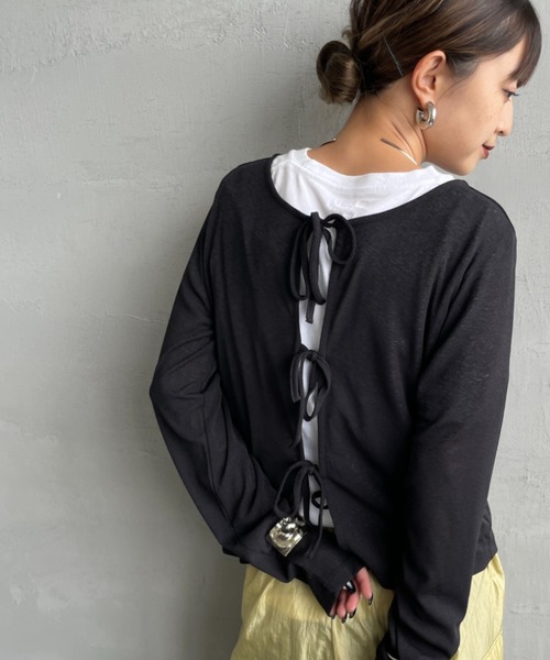 カーディガン 「Jf Ready Made/ジェイエフレディメイド」 強撚フライス 2WAY リボンカーディガン レディース JF Ready Made カーディガン 「Jf Made/ジェイエフレディメイド