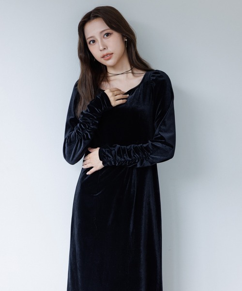 ワンピース velour ribbon one-piece（ベロアリボンワンピース