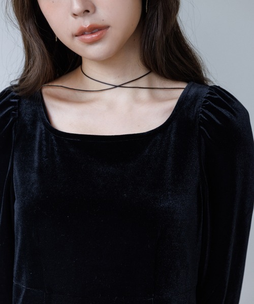 ワンピース velour ribbon one-piece（ベロアリボンワンピース