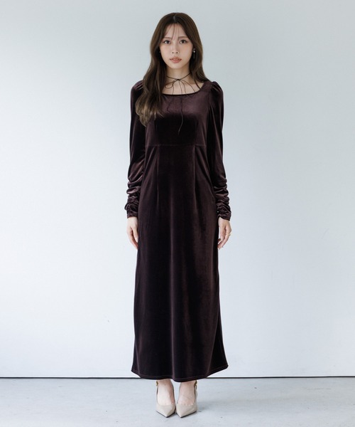 ワンピース velour ribbon one-piece（ベロアリボンワンピース