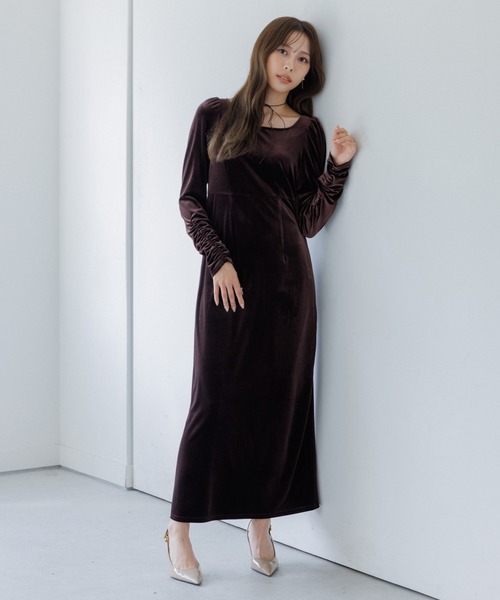 ワンピース velour ribbon one-piece（ベロアリボンワンピース