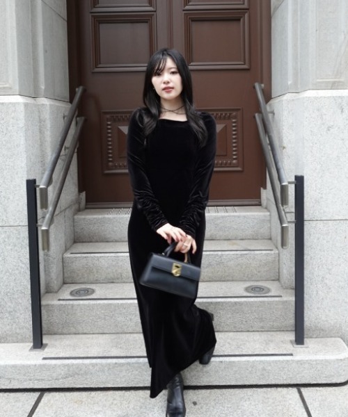 ワンピース velour ribbon one-piece（ベロアリボンワンピース