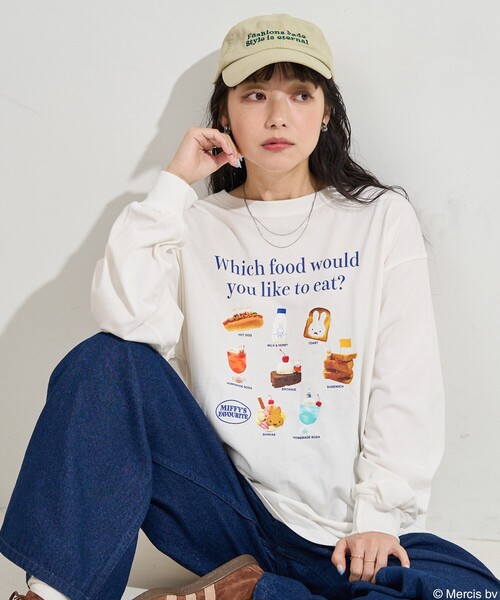 tシャツ miffy フードプリント ロンT/ミッフィー レディース