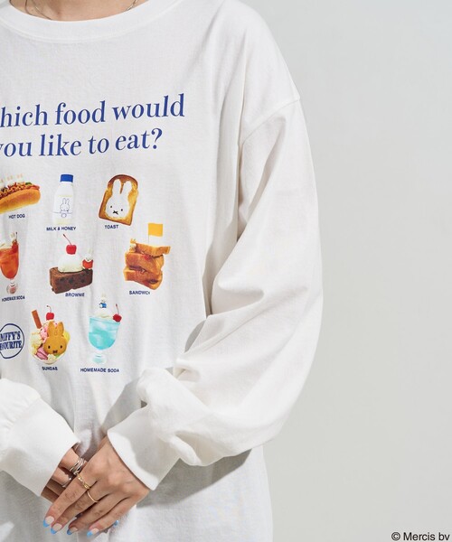 tシャツ miffy フードプリント ロンT/ミッフィー レディース salle de bal tシャツ miffy / ミッフィー ロング スリーブ T