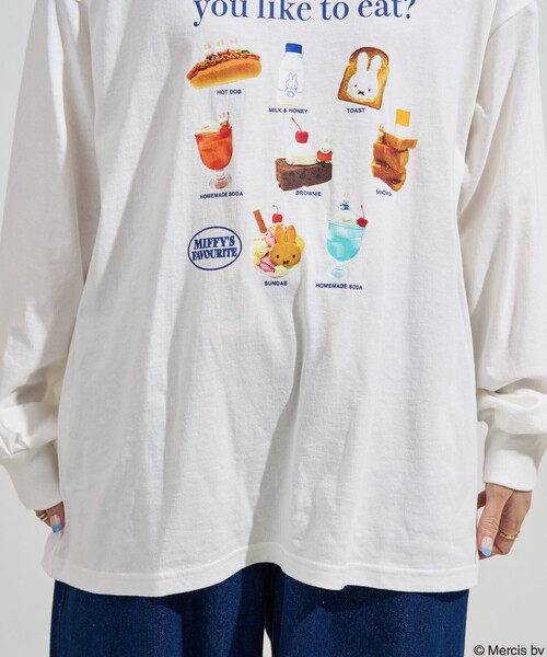tシャツ miffy フードプリント ロンT/ミッフィー レディース salle de bal tシャツ miffy / ミッフィー ロング スリーブ T