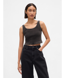 タンクトップ ノースリーブ ウォッシュド リブ クロップド タンクトップ レディース｜ZOZOTOWN Yahoo!店