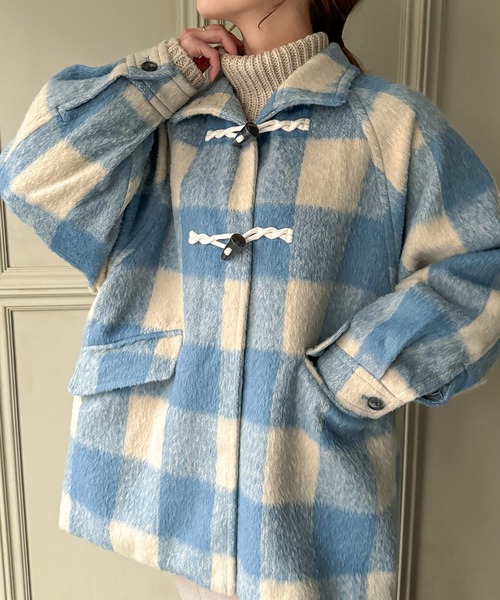 「JUNOAH」 ダッフルコート MEDIUM ブラック レディース_画像2