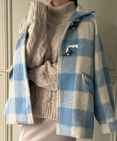 「JUNOAH」 ダッフルコート MEDIUM ブラック レディース_画像3