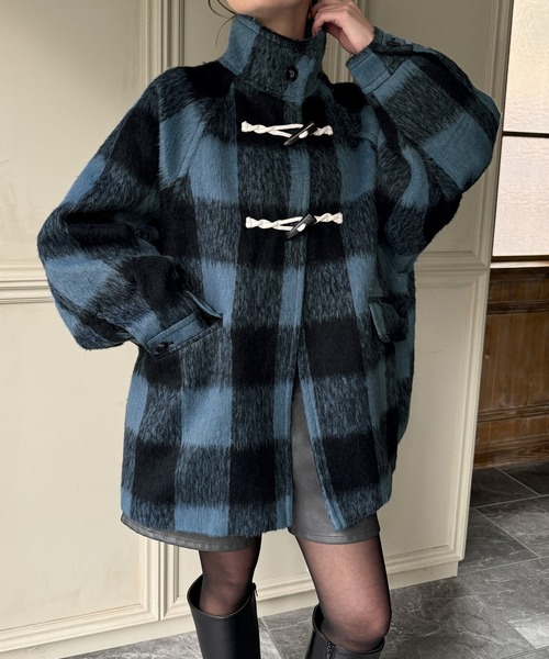 「JUNOAH」 ダッフルコート MEDIUM ブラック レディース_画像8