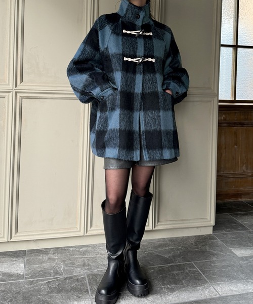 「JUNOAH」 ダッフルコート MEDIUM ブラック レディース_画像9