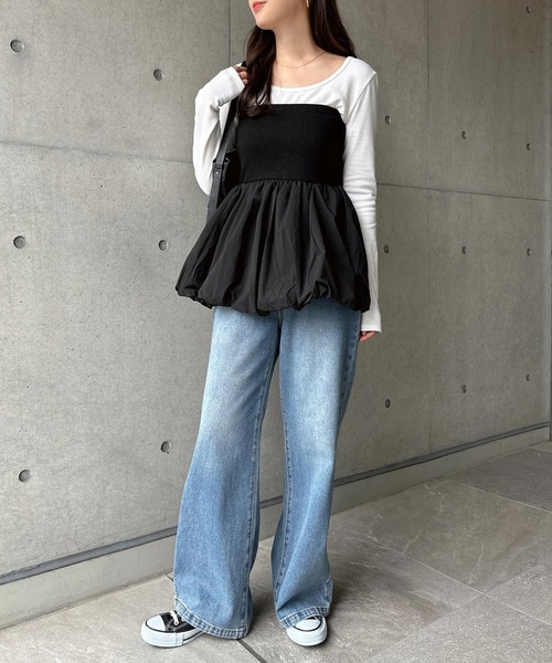 andme ペプラムバルーンベアトップスビスチェ レディース : ZOZOTOWN