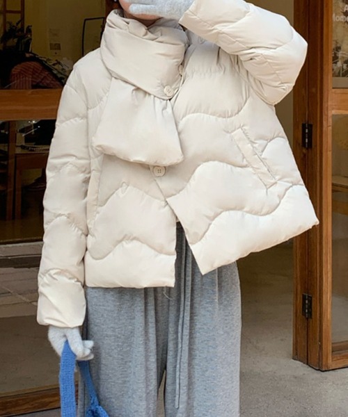 aimoha（アイモハ） ダウンコート ダウンジャケット マフラー襟付きV